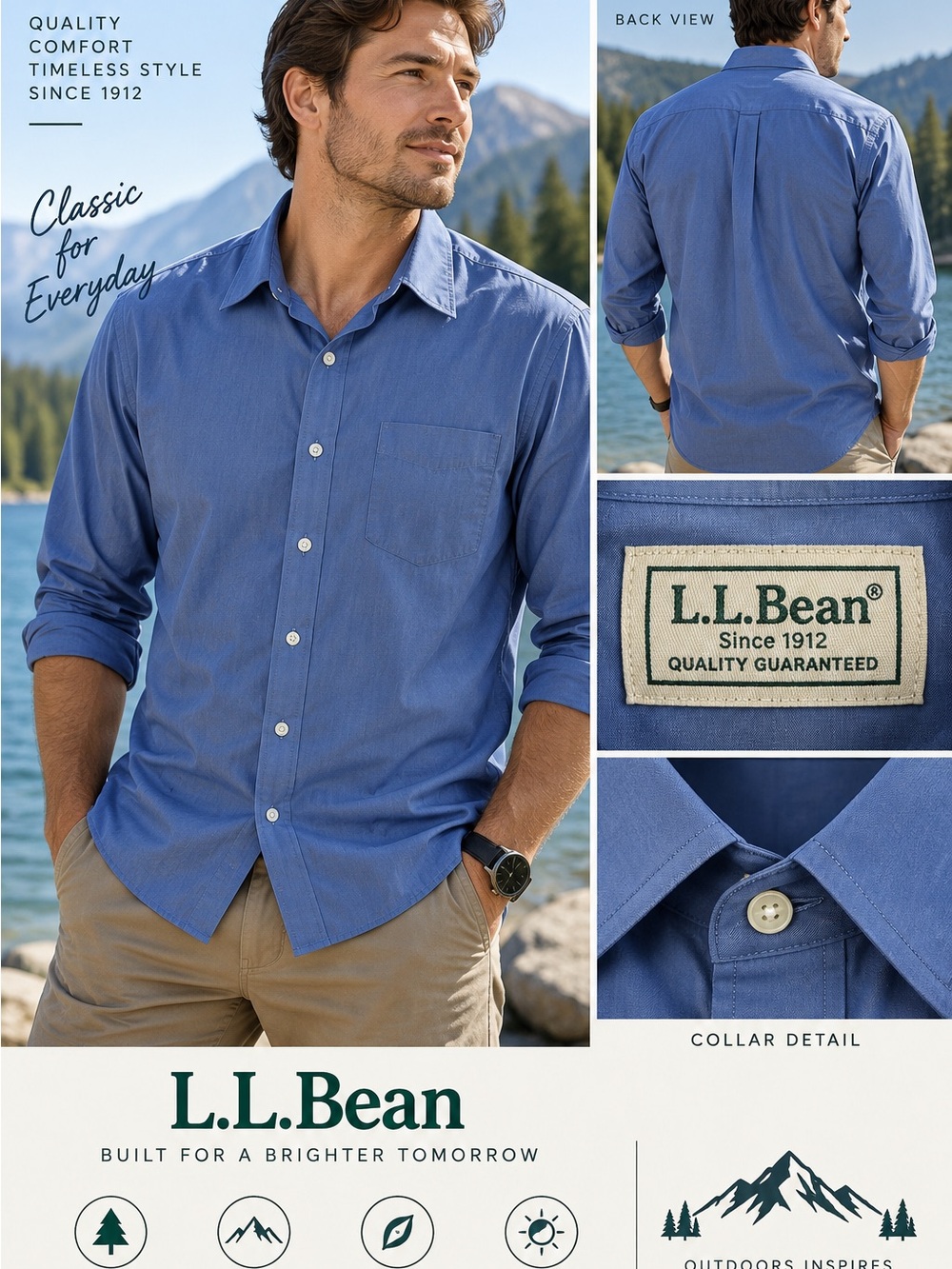 L.L. Bean Men's Casual Button-Down Shirt in Medium Blue
